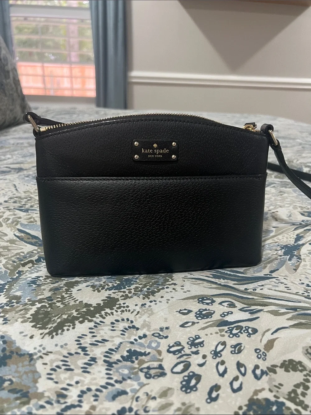 kate spade Black Leather Crossbody with Gold Hardware